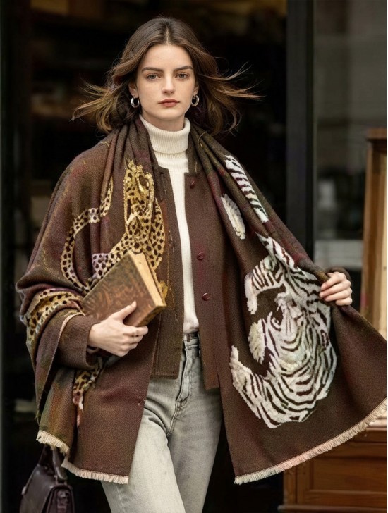 Leopard & Tiger Design Blanket Scarf Leopard & Tiger Design Blanket Scarf